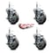 Service Caster 4'' Gray Poly Swivel 7/16'' Grip Ring Stem Caster Set with Brake, 4PK SCC-GR20S414-PPUB-TLB-716138-4 - alternate 4